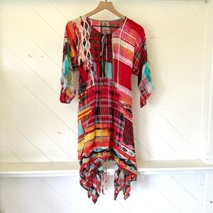 Johnny Was plaid scarf dress